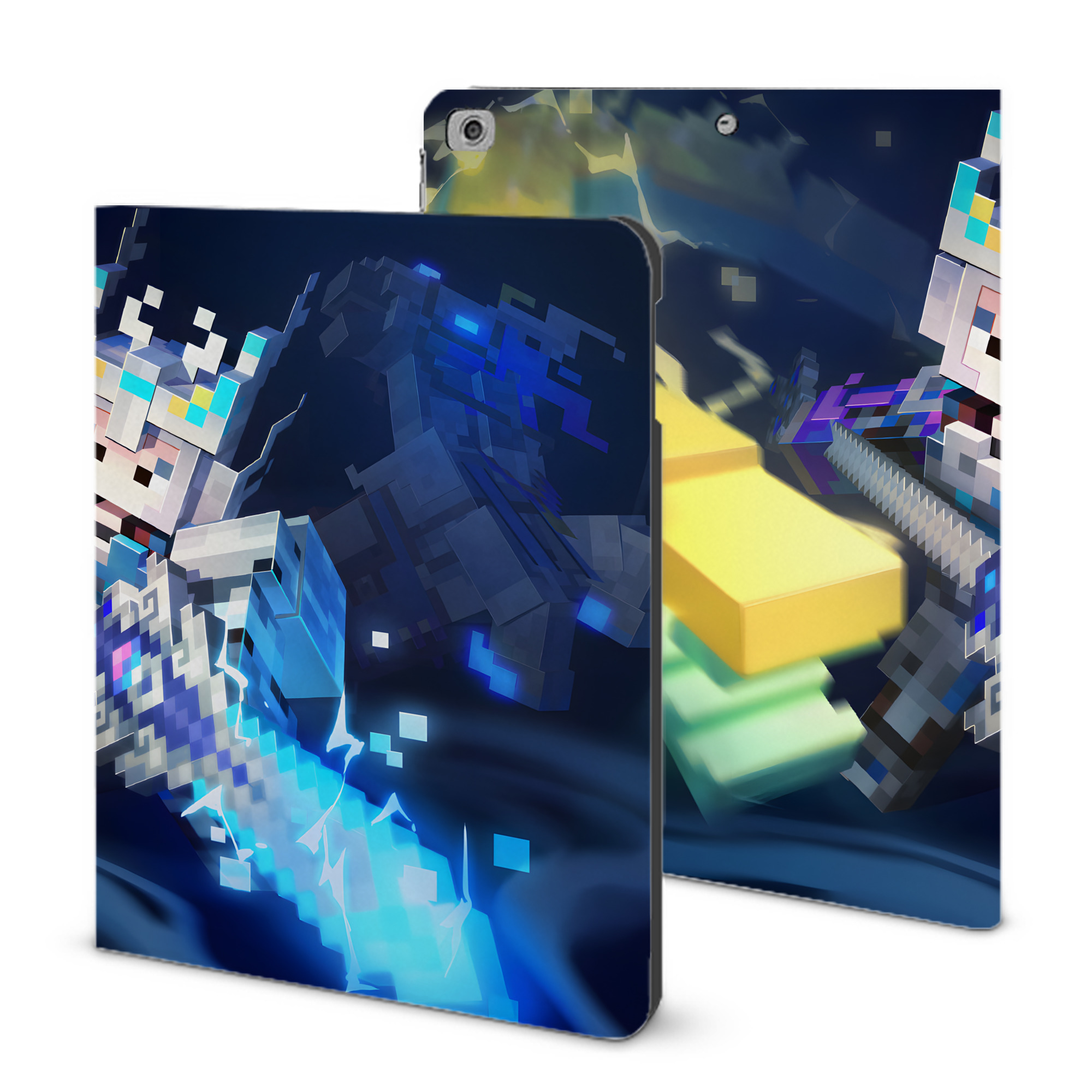 （画像用） マインクラフト ブロックの世界 Minecraft MC Block world IPad ケース ブック型 PUレザー TPU 耐衝撃 軽量 薄型 ペン収納なし 全面保護 IPad 各モデル対応